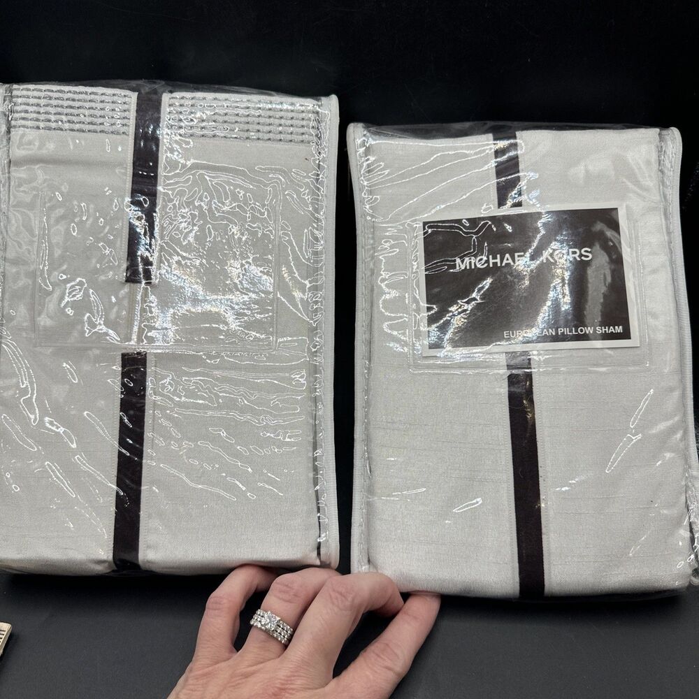 Michael Kors Cotton Euro Sham 26 X 26 Malibu Grey Sham NIP Set Of 2